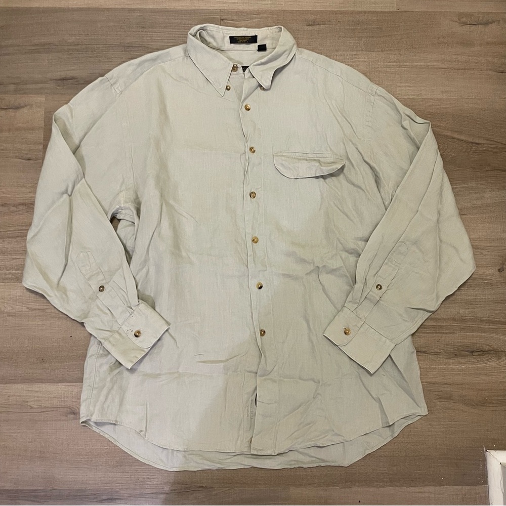 Donna Karan Y2K beige button-down shirt